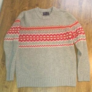 Gray American Eagle 100% Lambswool Sweater Christmas Winter Men's L